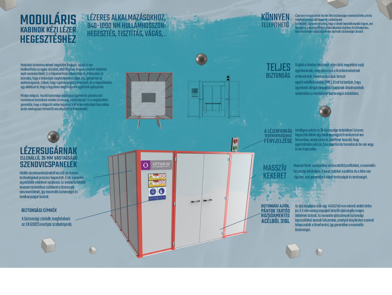 OPTIMUM OPTILAS OPTIkabin lézerhegesztéshez kabin fal oldali változat  3200x2400mm termék fő termékképe