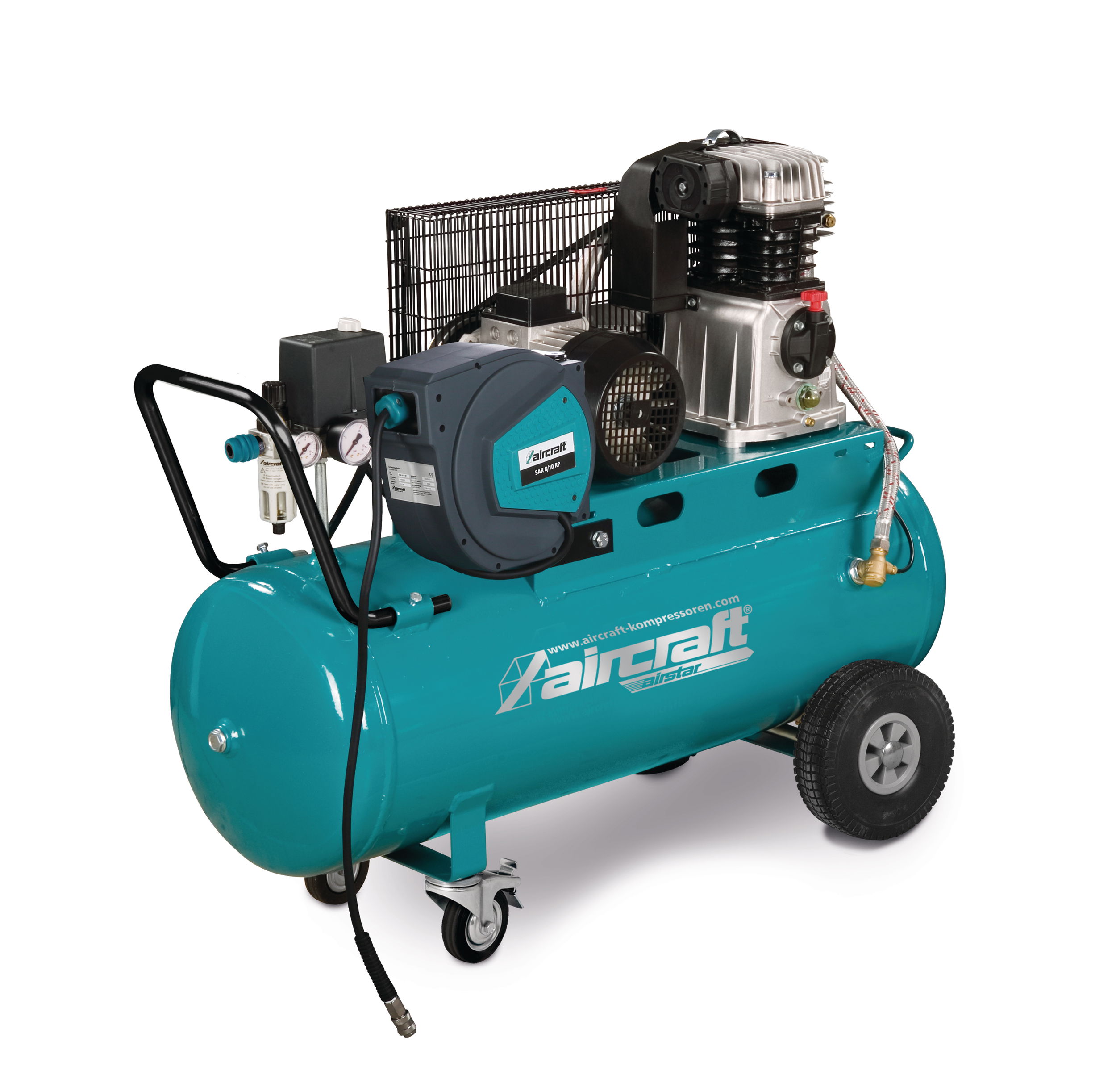 AIRCRAFT 2009531SAR AIRCRAFT Kompresszor AIRSTAR 503/100 (3,0kW/400V) SAR 8/10 RP tömlődobbal termék fő termékképe