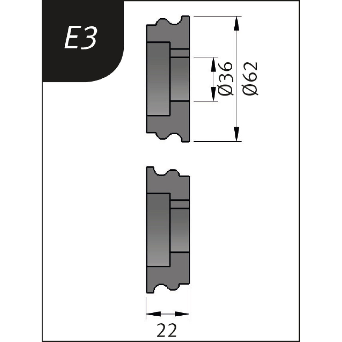 Metallkraft Hajlítógörgő-készlet E3 típus, Ø 62 x 26 x 22 mm termék fő termékképe