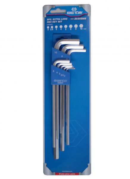 King Tony 8 részes hosszú imbuszkulcs készlet 2-10mm 20208MR termék fő termékképe