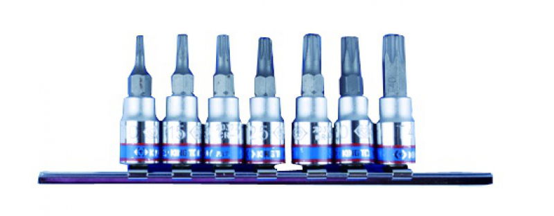 King Tony 7 részes 1/4˝-os furatos torx bitfejkészlet  sínen 2107PR termék fő termékképe