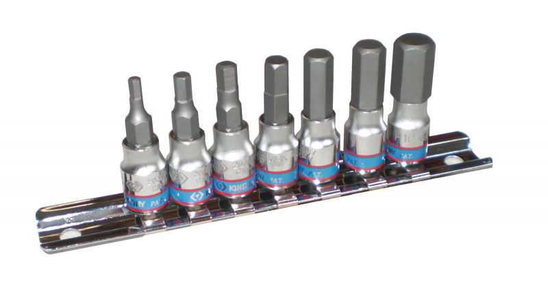 King Tony 7 részes 1/4 ˝-os hex bitfejkészlet sínen  2127PR termék fő termékképe