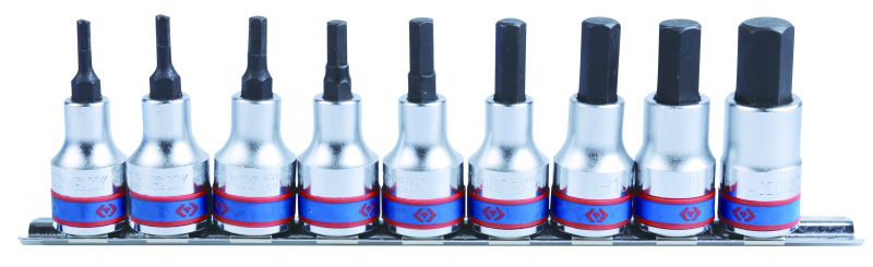 King Tony 9 részes 1/2˝-os hatszög bitfejkészlet metrikus sínen  L=55mm 4110PR10 termék fő termékképe