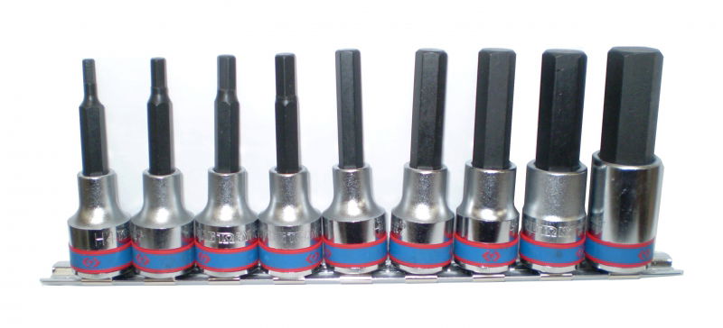 King Tony 9 részes 1/2˝-os kézi hatszög bitfejkészlet  L=80mm, sínen  4120PR10 termék fő termékképe