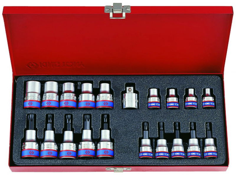 King Tony 20 részes 1/2˝& 3/8˝-os torx dugó-& bitkészlet 7120PR01 termék fő termékképe