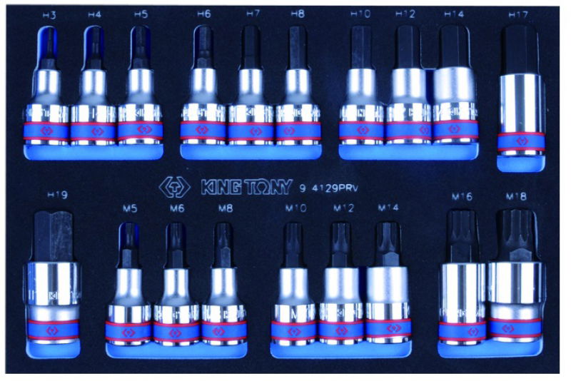King Tony 19 részes 1/2"-os bitfejkészlet (EVA tálcás) 9-4129PRV termék fő termékképe
