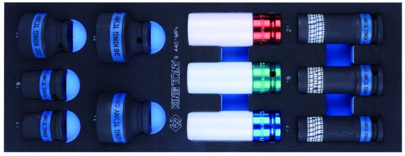 King Tony 11 részes 1/2"-os gépi dugókulcsfej készlet (EVA tálcás) 9-4401MPV termék fő termékképe