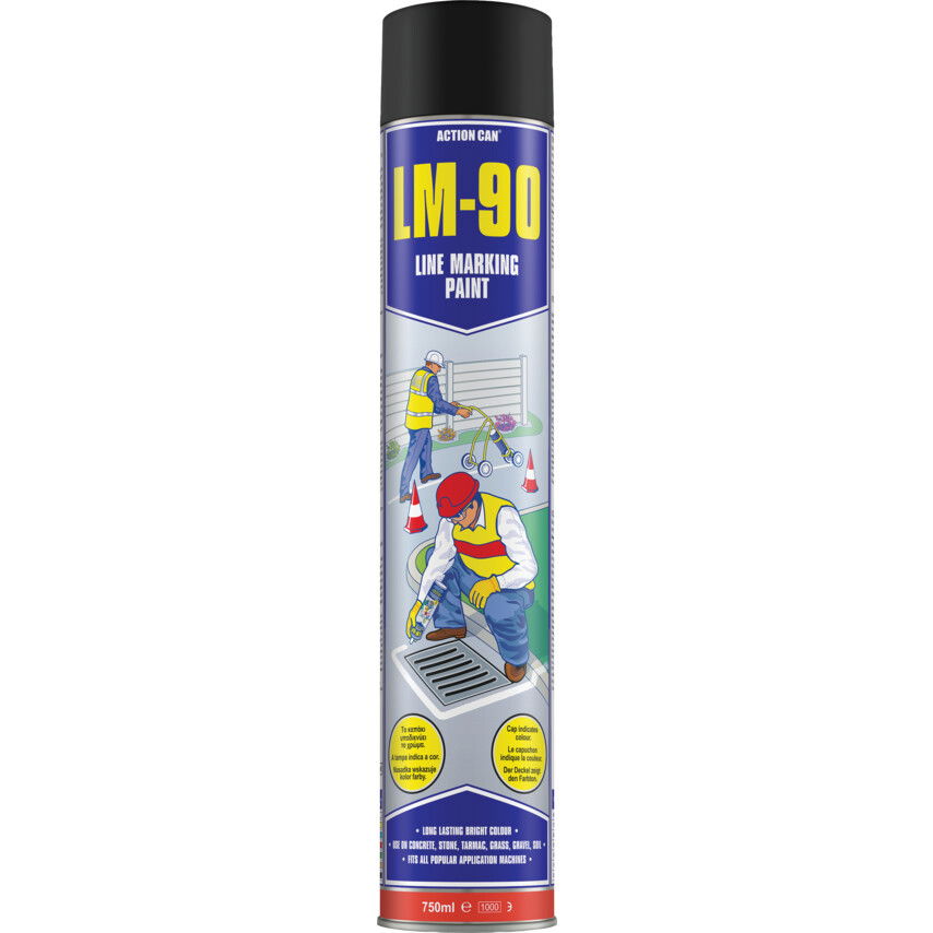 Action Can LM-90 VONALJELÖLŐ FESTÉKSPRAY, 750 ML FEKETE RAL 9004 termék fő termékképe
