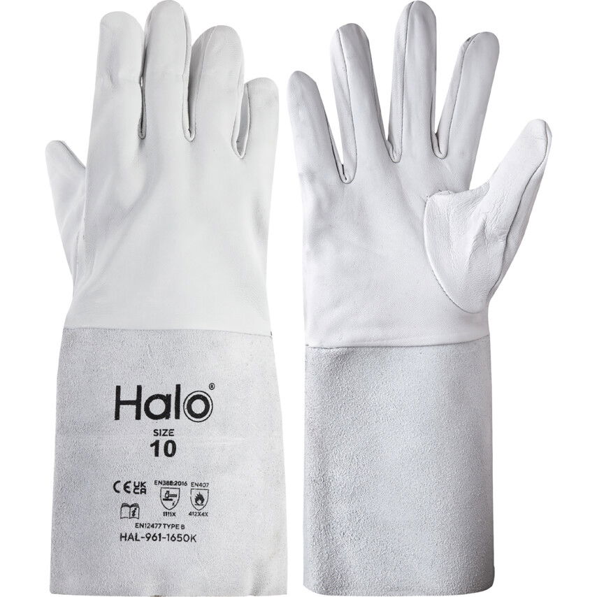Halo SZÜRKE HOSSZÚSZÁRÚ BŐR VÉDŐKESZTYŰ 14" termék fő termékképe