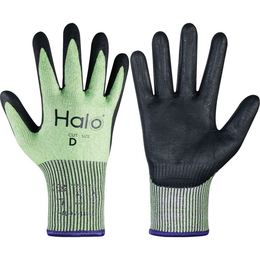 Halo NITRILBORÍTÁSÚ HABSZIVACS KESZTYŰ CUT 5  ZÖLD SZ.11 termék fő termékképe