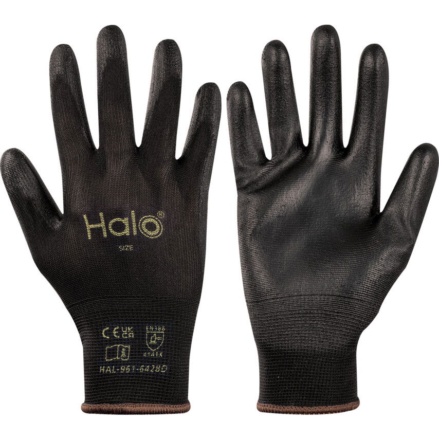 Halo TUFFLITE PU BORÍTÁSÚ KESZTYŰ NEJLONBÉLÉSSEL  FEKETE SZ-11 termék fő termékképe