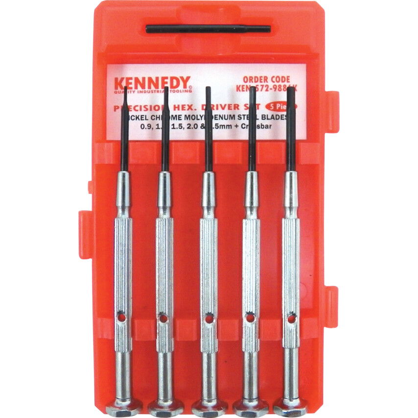 Kennedy 5 DB-OS KÉSZLET 0.9-2.5MM HATSZÖGKULCS CSAVARHÚZÓ NYÉLLEL termék fő termékképe