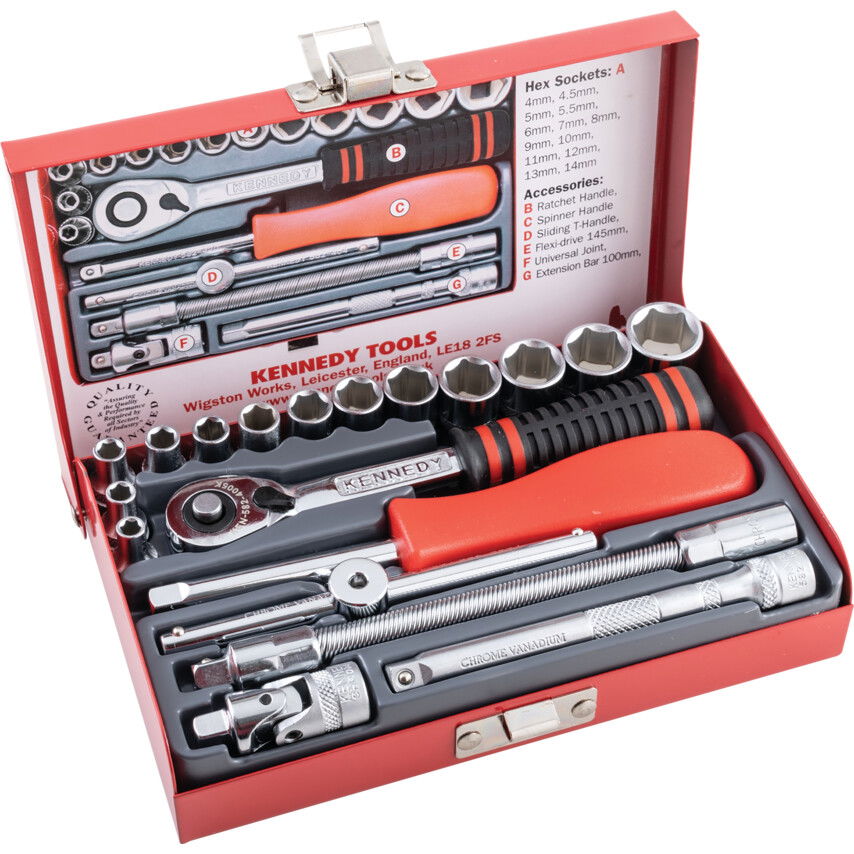 Kennedy MINI METRIKUS DUGÓKULCS KÉSZLET 1/4" MEGHAJTÓVAL 19 DB-OS termék fő termékképe