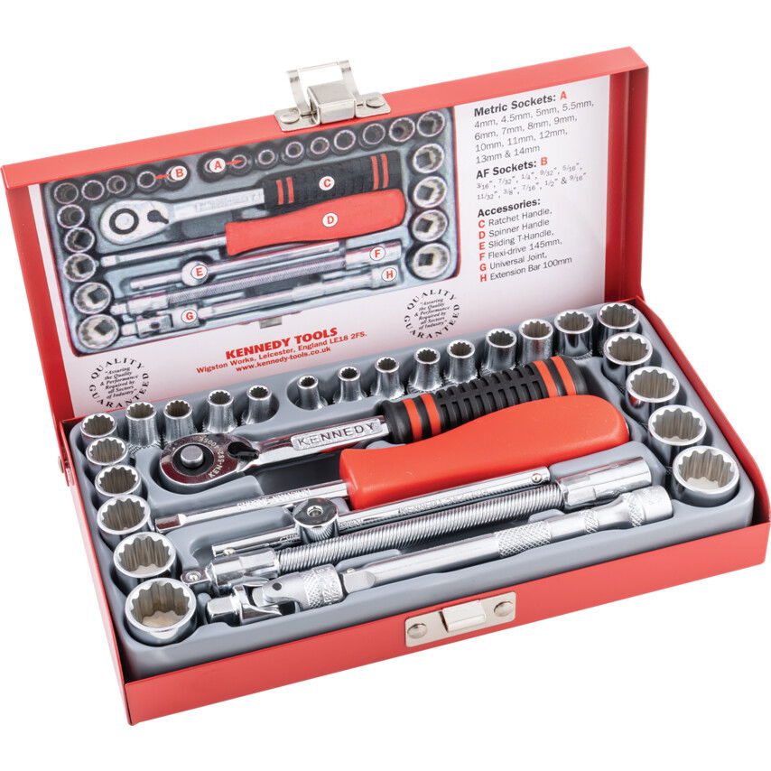 Kennedy MINI METRIKUS/AF DUGÓKULCS KÉSZLET 1/4" MEGHAJTÓVAL 29 DB-OS termék fő termékképe