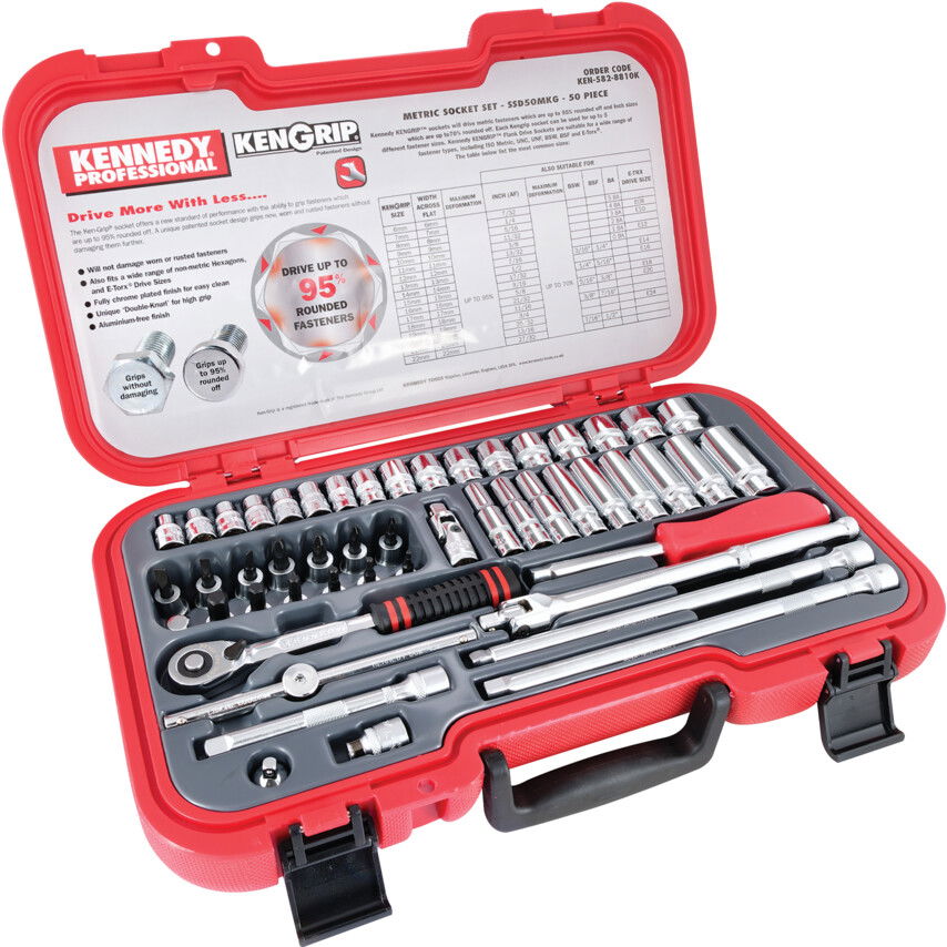 Kennedy Pro KEN-GRIP DUGÓKULCS KÉSZLETEK- 3/8" NÉGYSZÖG MEGHAJTÓ, 50 DARABOS  METRIKUS KÉSZLET termék fő termékképe