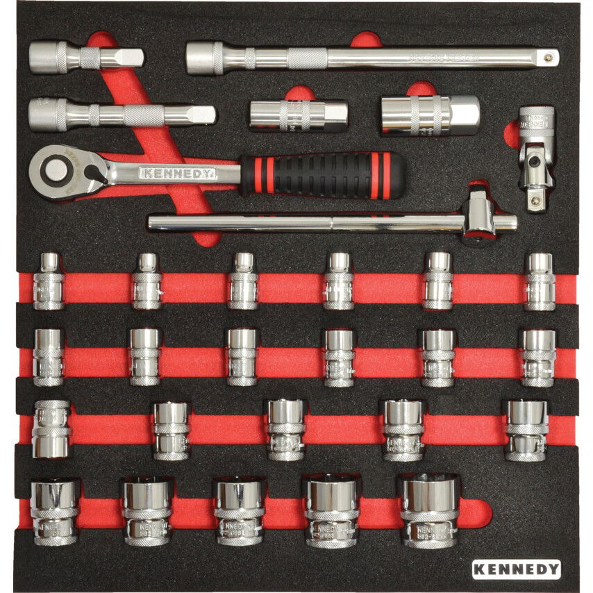 Kennedy Pro 30 RÉSZES METRIKUS  KEN-GRIP 1/2" DUGÓKULCS KÉSZLET SZIVACSBAN M1832 termék fő termékképe