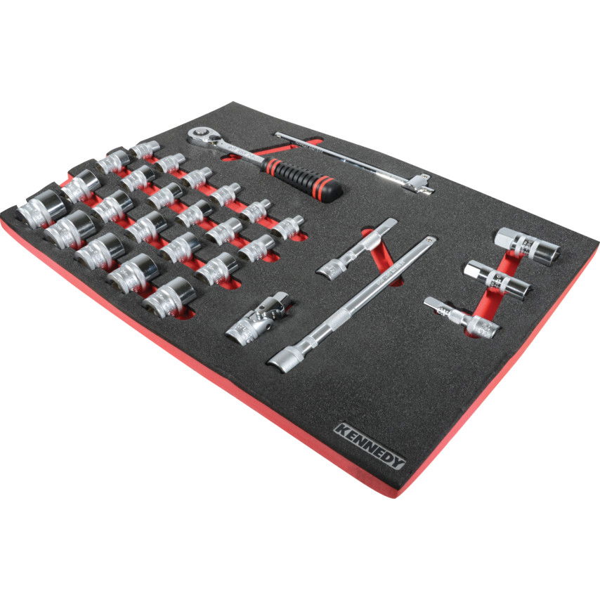 Kennedy Pro 30 RÉSZES METRIKUS 1/2" DUGÓKULCS KÉSZLET SZIVACSBAN T0691 termék fő termékképe