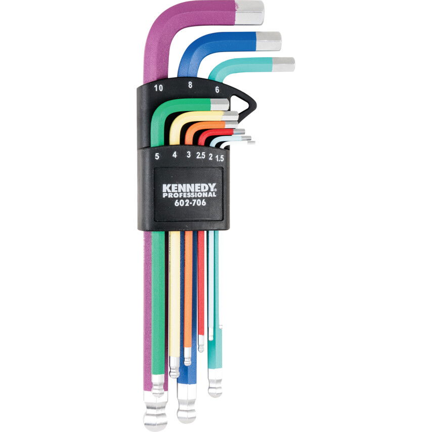 Kennedy Pro LONG ARM BALL POINT HEX KEY SET1.5-2-2.5-3-4-5-6-8-10mm (9-PC) termék fő termékképe