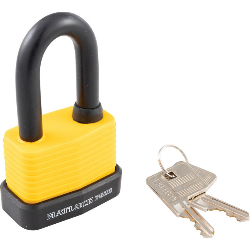 Matlock 54MM PU BEVONATÚ LAMINÁLT ACÉL LAKAT HOSSZÚ KENGYELLEL-SÁRGA termék fő termékképe