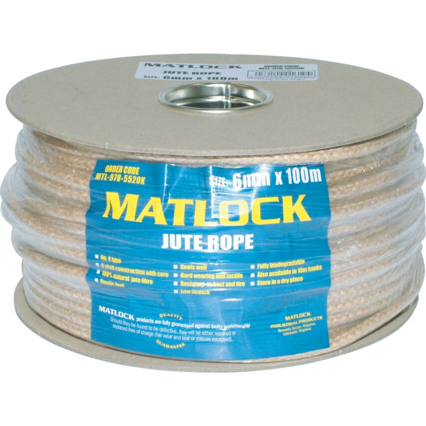 Matlock NO.4 6MM 8 SZÁLAS JUTA KÖTÉL 100 M-ES TEKERCS termék fő termékképe
