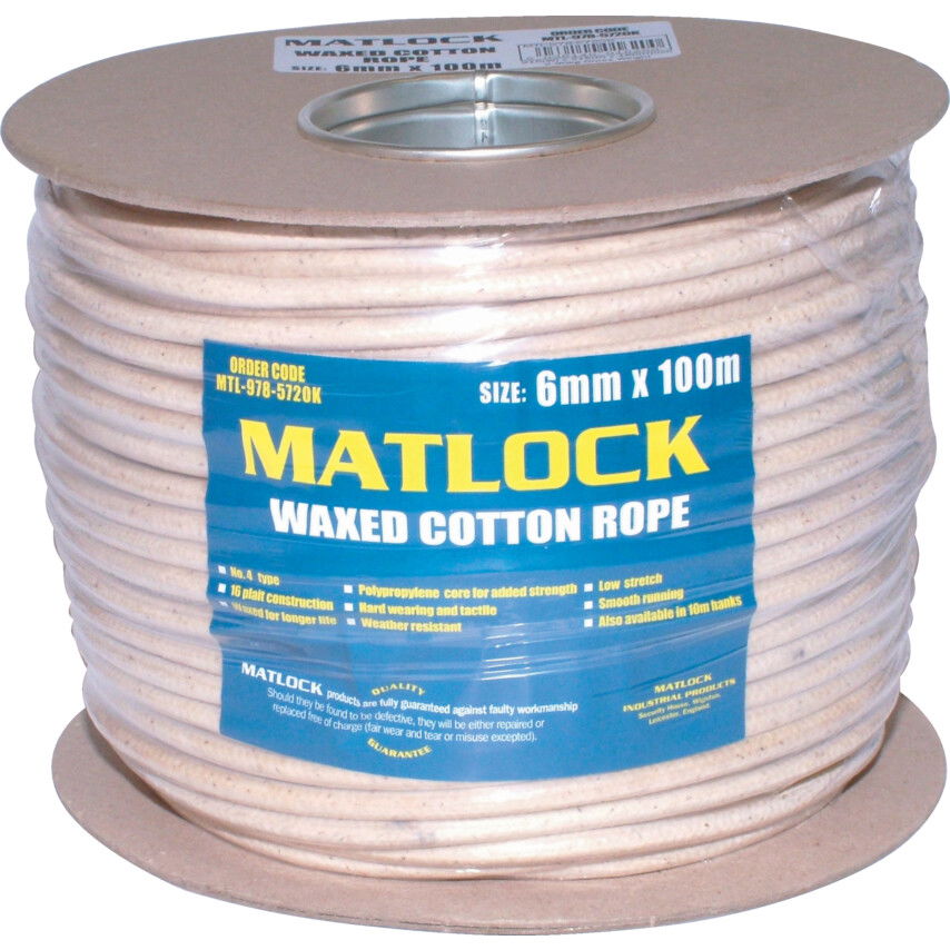 Matlock NO.4-3C 6MM 16 SZÁLAS VIASZOS GYAPOT KÖTÉL 100 M-ES GOMBOLYAG termék fő termékképe