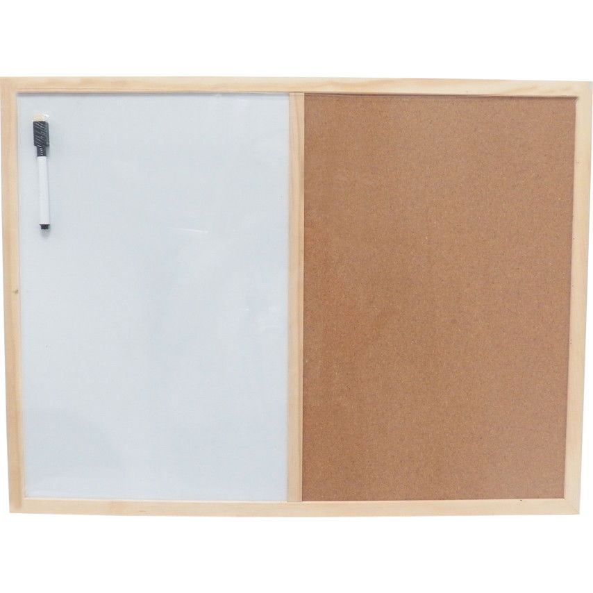 OFFIS KOMBINÁLT HIRDETŐTÁBLÁK TÖRÖLHETŐ/PARAFA FA KERETTEL 900 X 600MM termék fő termékképe