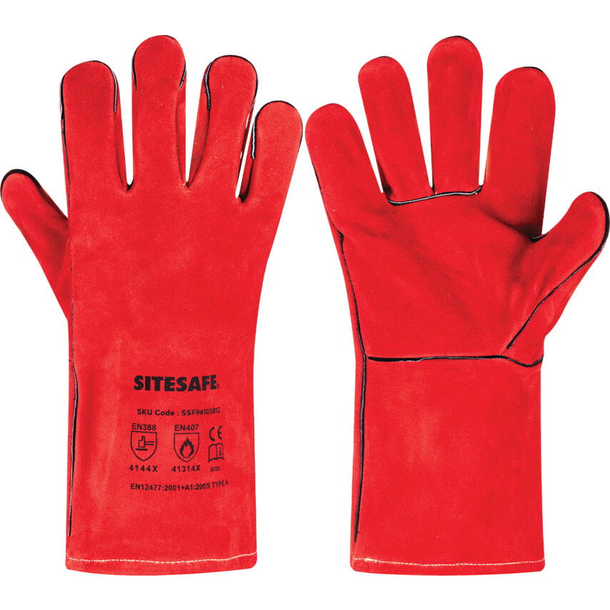 Sitesafe Piros hasított bőr hegesztőkesztyű (10-es méret) termék fő termékképe