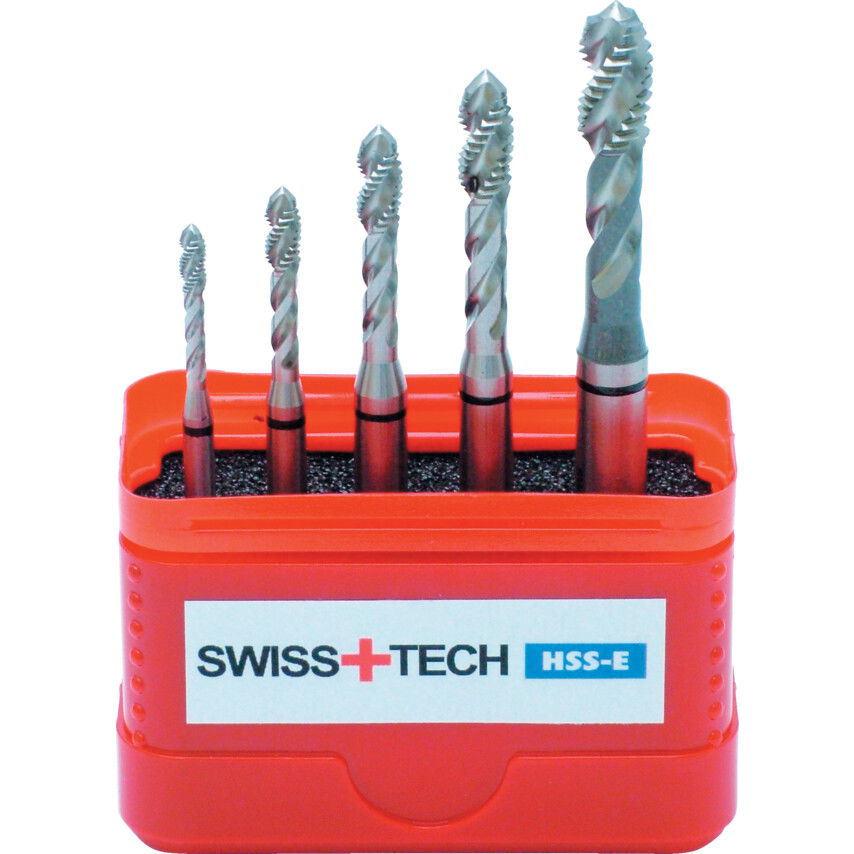 SwissTech M3-M8 FEKETE GYŰRŰS HSS-E CSAVART HORNYÚ GÉPI MENETFÚRÓ KÉSZLET (5 DB-OS) termék fő termékképe