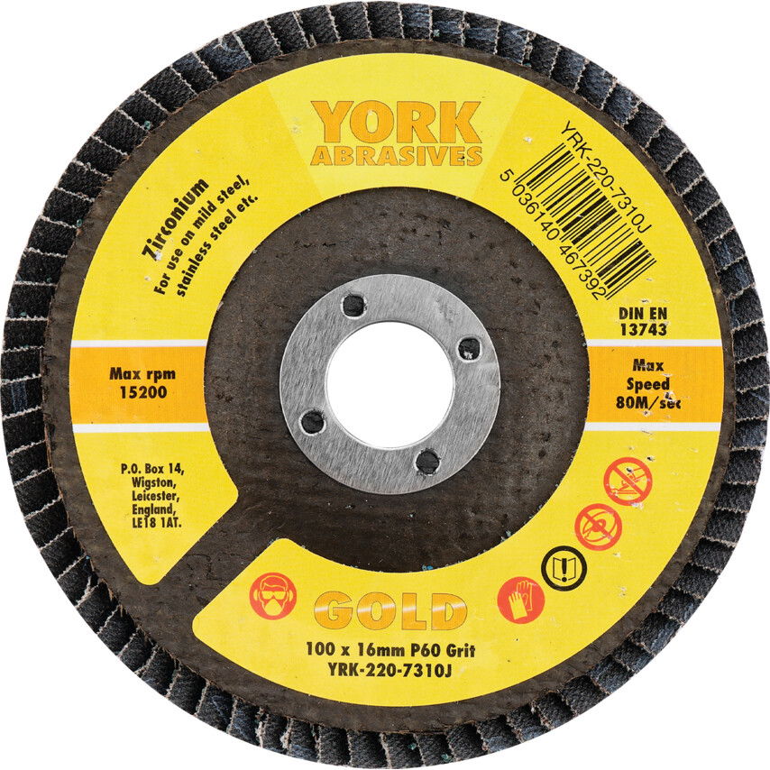 York 100X16MM CIRKÓNIUM LAMELLÁS CSISZOLÓTÁRCSA ÜVEGSZÁLAS TÁNYÉRON P60 termék fő termékképe