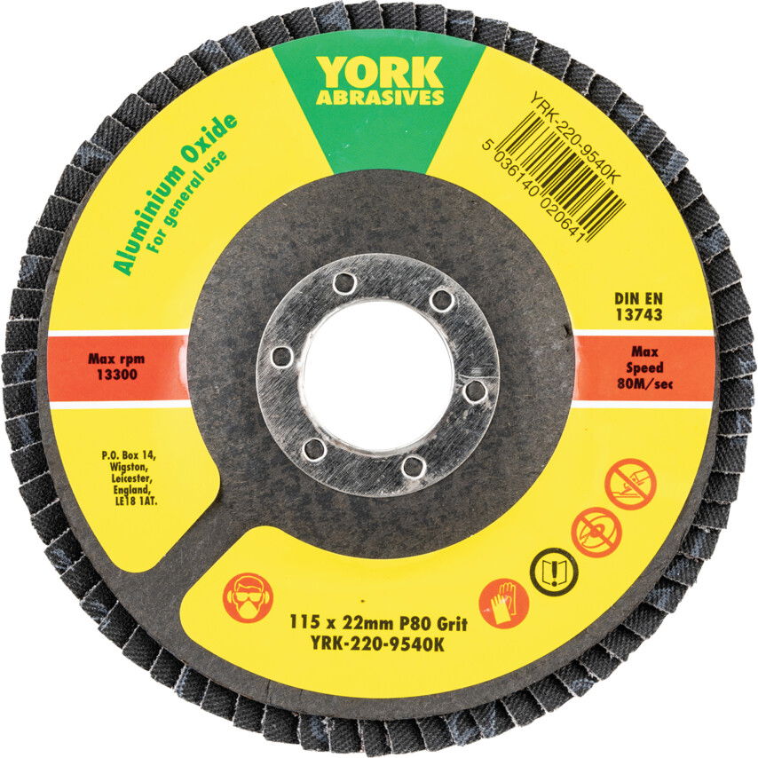 York 115X22MM AL-OX LAMELLÁS CSISZOLÓTÁRCSA ÜVEGSZÁLAS TÁNYÉRON P80 termék fő termékképe