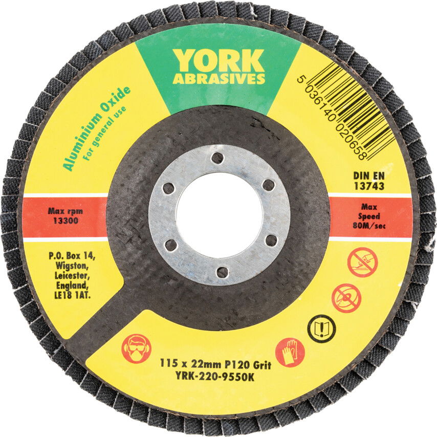 York 115X22MM AL-OX LAMELLÁS CSISZOLÓTÁRCSA ÜVEGSZÁLAS TÁNYÉRON P120 termék fő termékképe