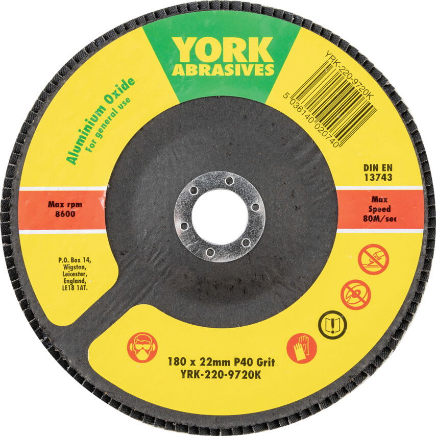York 180X22MM AL-OX LAMELLÁS CSISZOLÓTÁRCSA ÜVEGSZÁLAS TÁNYÉRON P40 termék fő termékképe