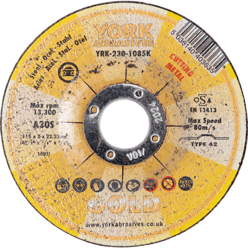 York Abrasives Gold 115X3X22.23MM A30S DPC VÁGÓKORONG termék fő termékképe
