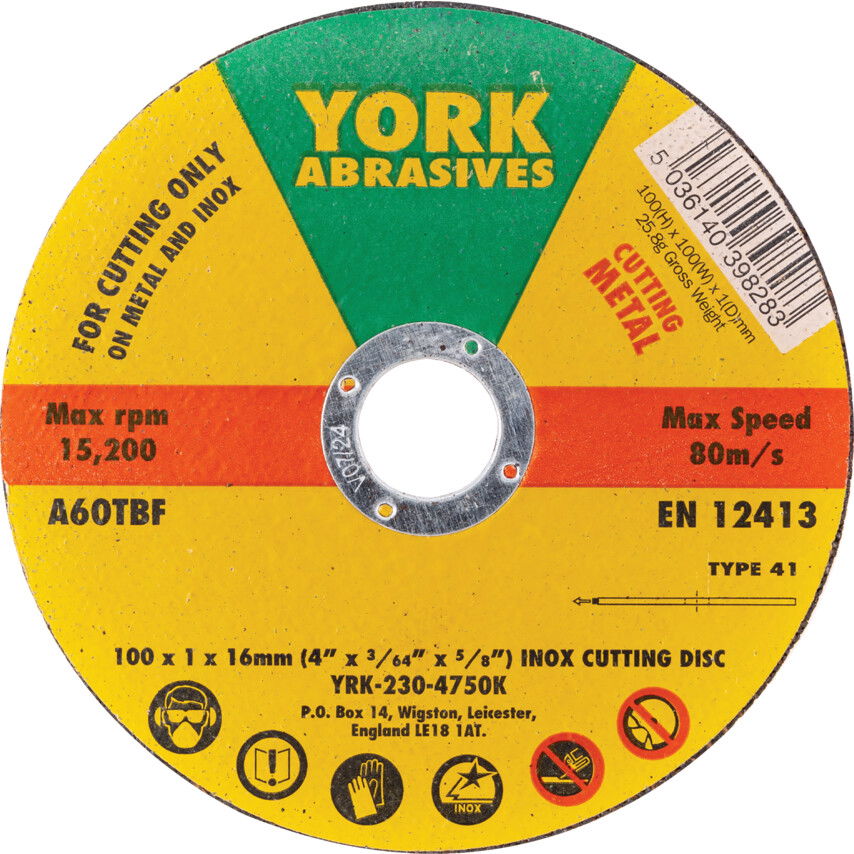 York 100X1X16MM A60TBF INOX VÁGÓKORONG,T41 termék fő termékképe