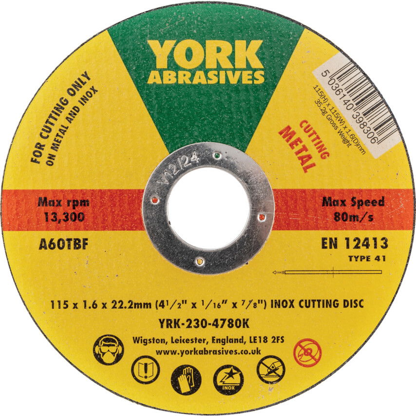 York 115X1.6X22.23MM A60TBF INOX VÁGÓKORONG,T41 termék fő termékképe