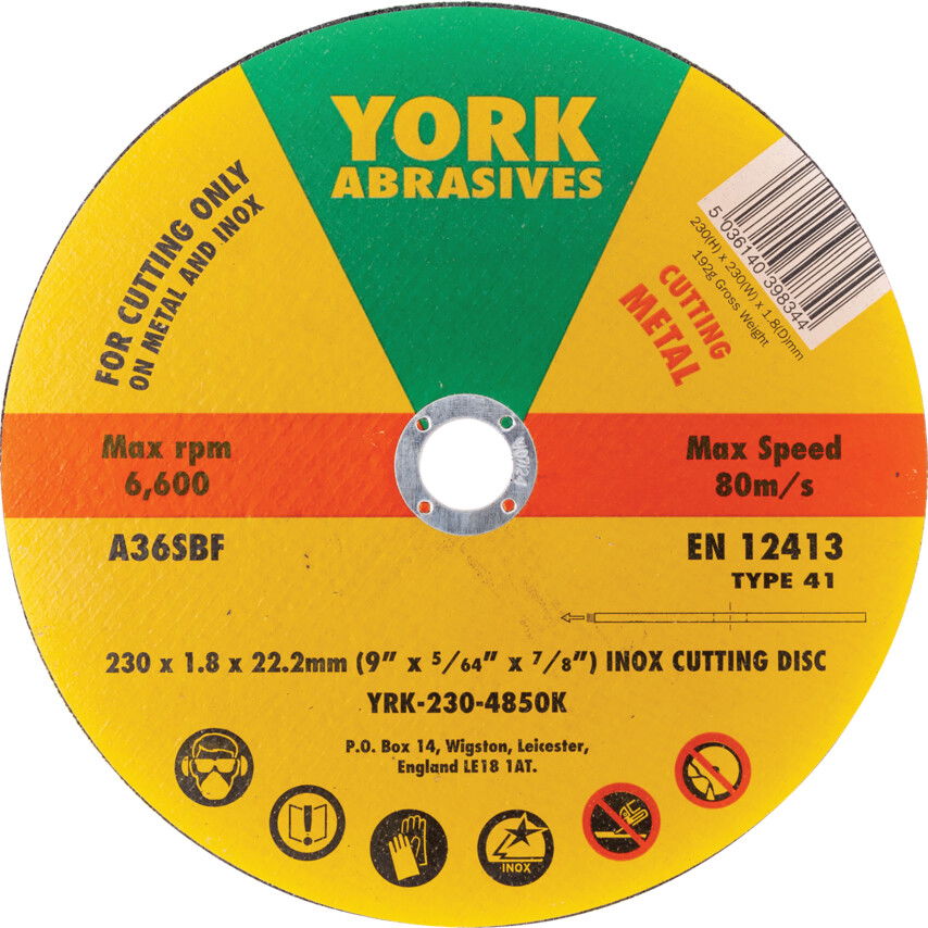 York 230X1.8X22.23MM A36SBF INOX VÁGÓKORONG,T41 termék fő termékképe