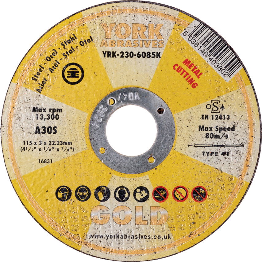 York Abrasives Gold 115X3X22.23MM A30S LAPOS VÁGÓKORONG termék fő termékképe