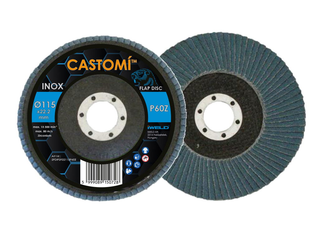 IWELD CASTOMÍ INOX lamellás csiszolótárcsa F29 kúpos 115x22,2 P60Z termék fő termékképe